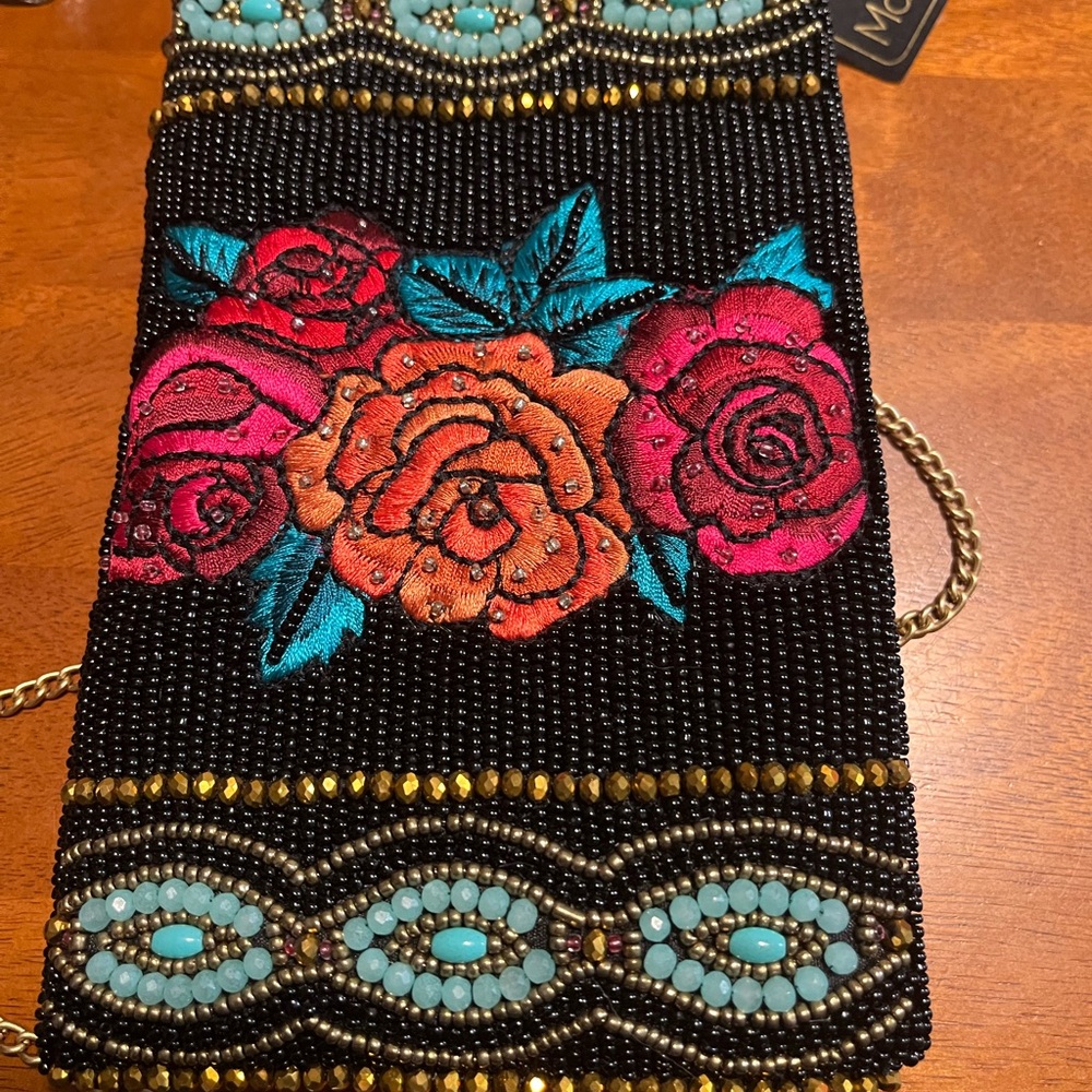 Embroidered Floral Beaded Bag
